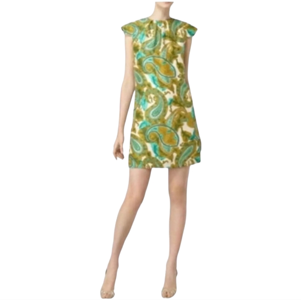 Milly of New York Green and Blue Paisley Dress